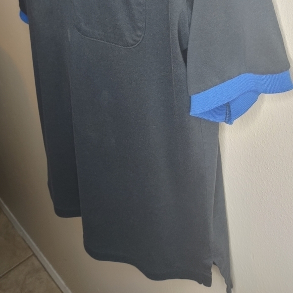 Vintage 90s Hilton Uniroyal Men's XL Shirt Polo S/S Made In USA Black Blue Teal - Picture 4 of 7